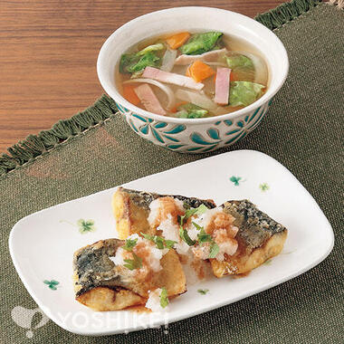 骨取りさばのさっぱり梅風味だれ